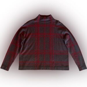 Akris Cashmere grey and red plaid sweater